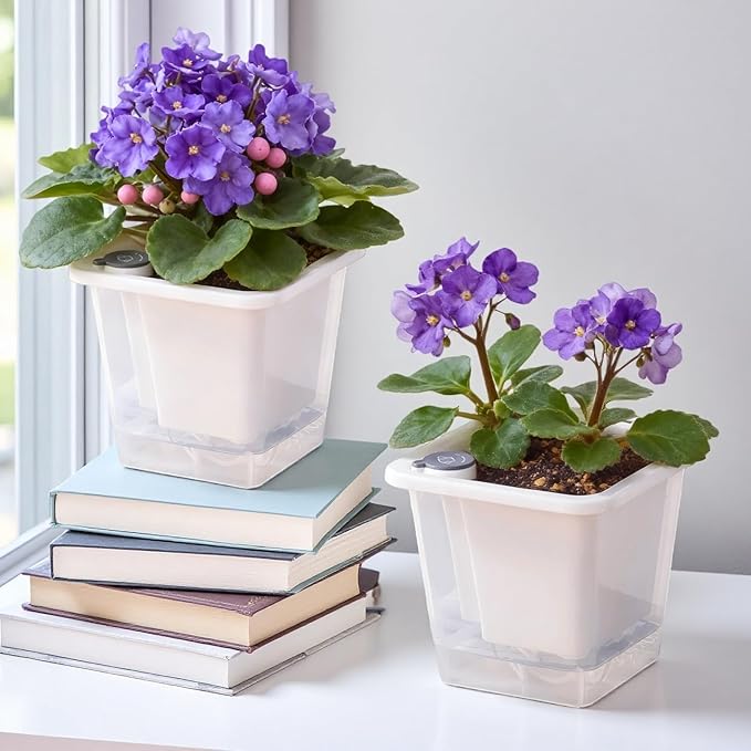 FAMZ Self Watering Pots for Indoor Plants 3 Pack，Clear Plant Pots - Image 2