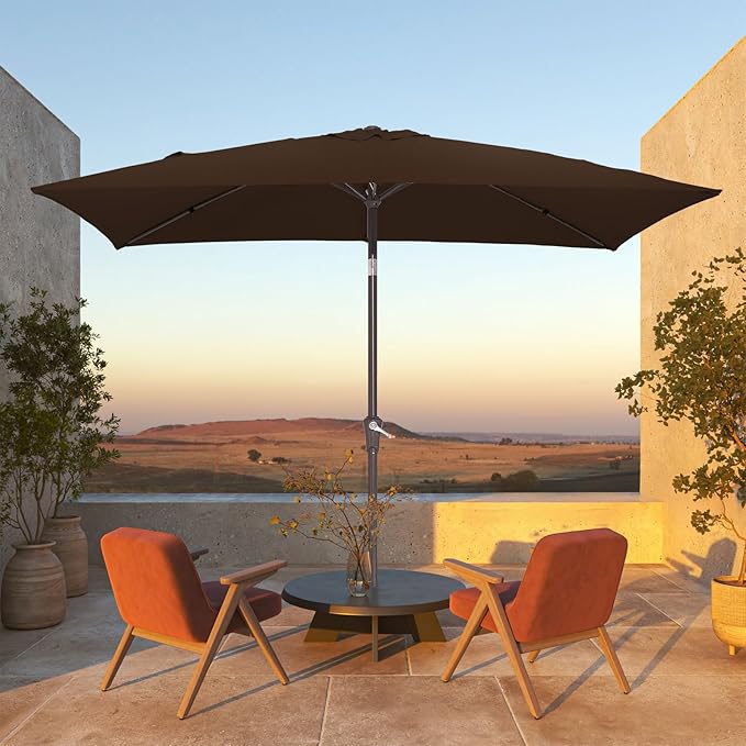 JEAREY 6.5x10 ft Rectangular Patio Umbrellas Rectangle Outdoor Umbrella - Image 2