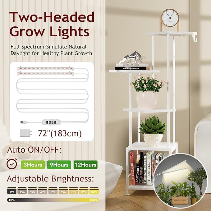 Plant Stand Indoor with Grow Light, 5-Tiered Tall Plant Stand Indoor, Metal - Image 3