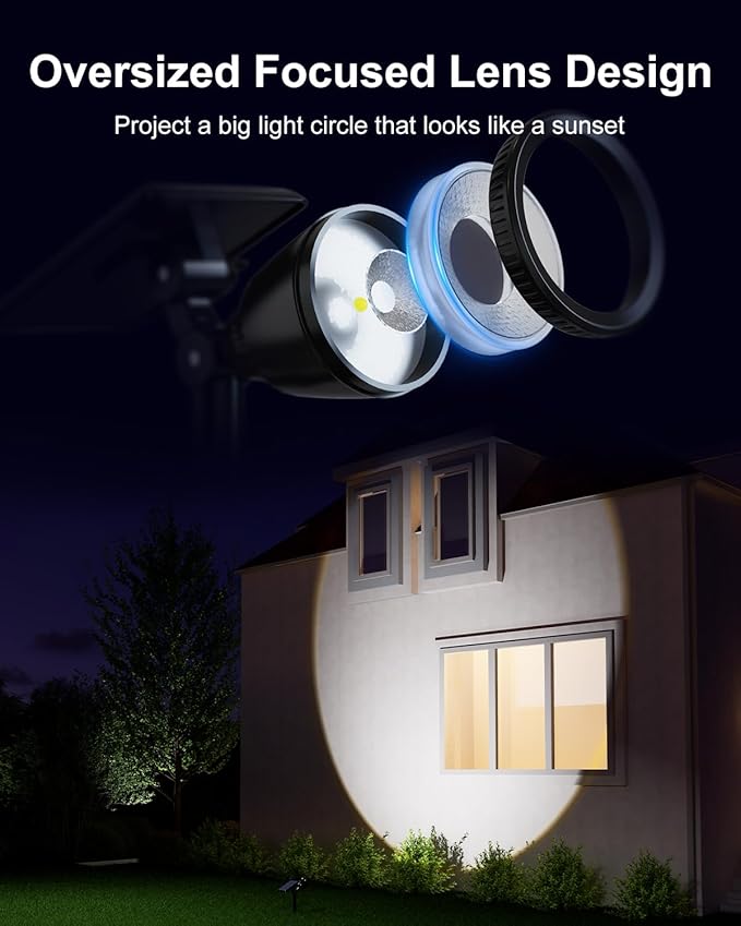 2 Pack Solar Powered Spot Lights Outdoor Waterproof Super Bright LED Yard - Image 2