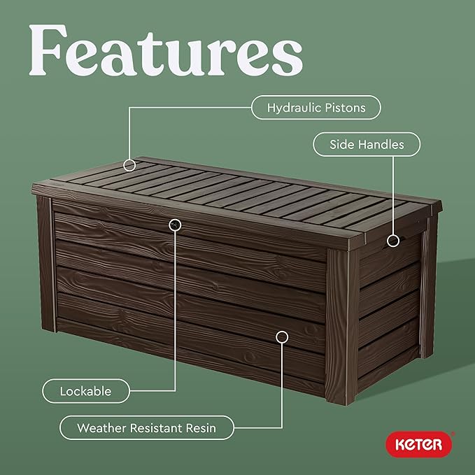 Keter Westwood 150 Gallon Deck Box Organizer, Doubles as 2-Person Bench Seat - Image 3