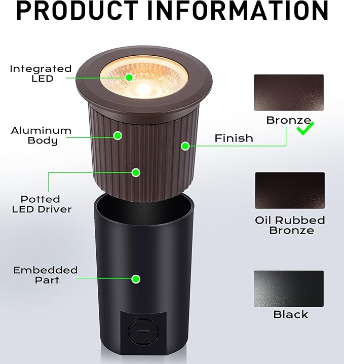 CLOUDY BAY 9W LED Landscape Well Lights, 2700K/3000K/3500K/4000K/5000K - Image 2