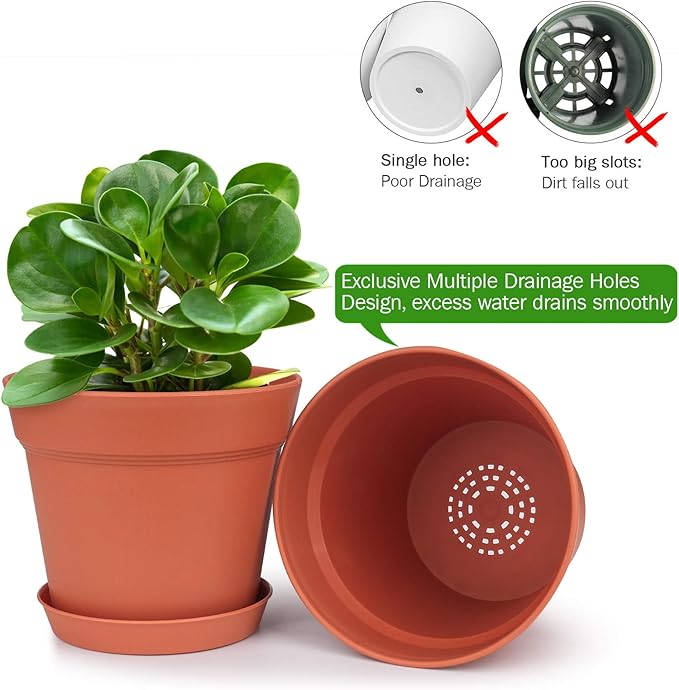 homenote Pots for Plants, 15 Pack 6 Inch Plastic Planters - Image 6