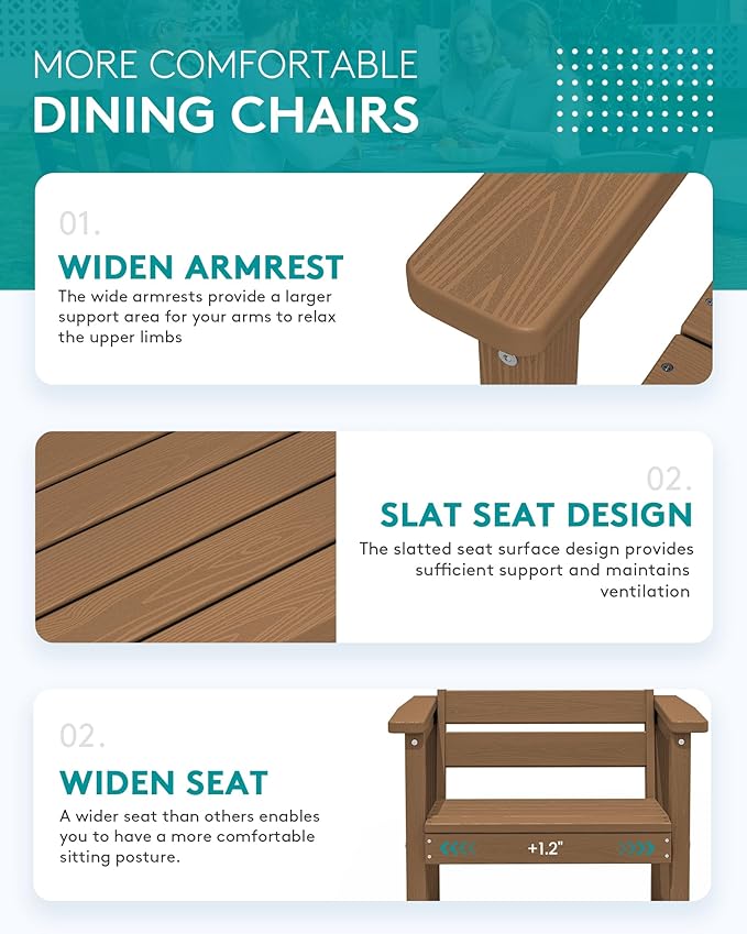 SERWALL 9-Piece Outdoor Dining Set, All Weather HDPE Outdoor Furniture Set - Image 6