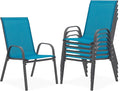 Outdoor Stackable Chairs Set of 6, Stacking Patio Chairs by Villeston