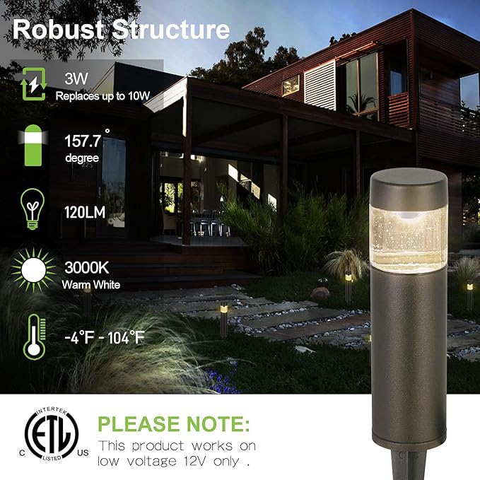 hykolity Low Voltage Landscape Lights, 3W 191LM 12V-24V LED Round Bollard Light - Image 2