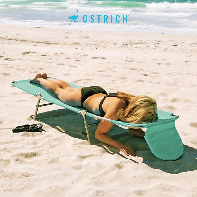 Ostrich 4-Position Outdoor Chaise Lounge w/Face Cushion & Arm Holes, Teal - Image 8