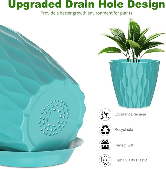 6 Pack 7 Inch Indoor Plant Pots - Image 3