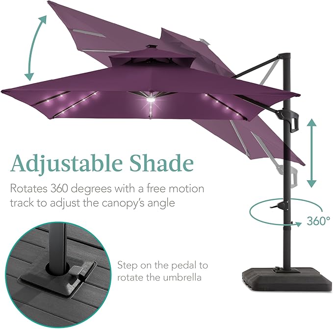 Best Choice Products 10x10ft Cantilever Patio Umbrella w/Base Included - Image 4