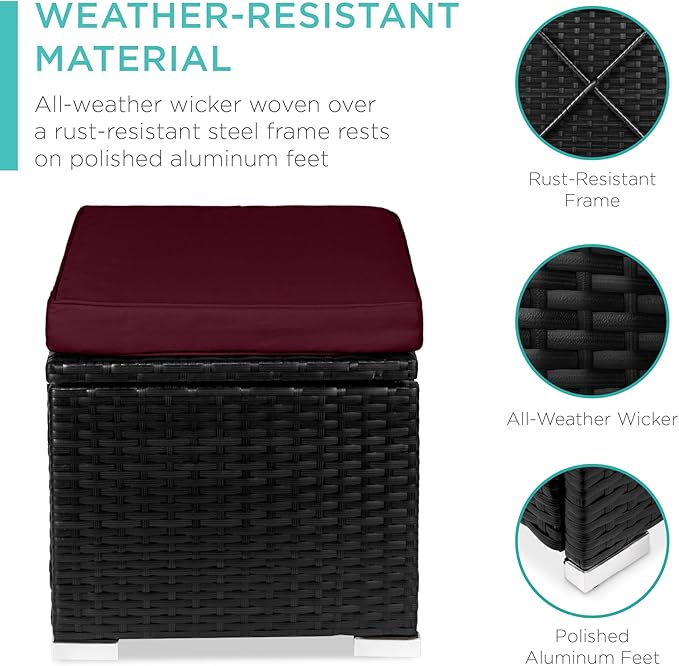 Best Choice Products Set of 2 Wicker Ottomans, Additional Seating, Side Table - Image 4