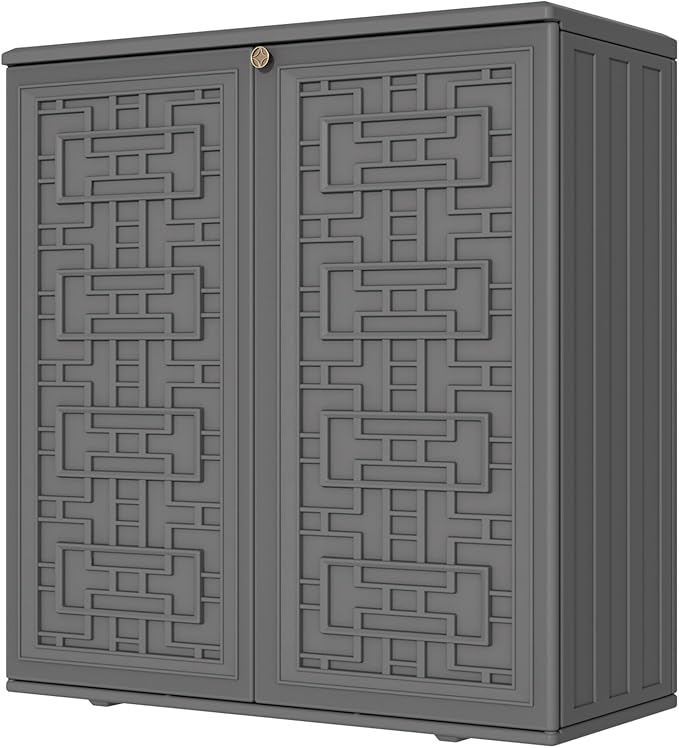 Storage Box Outdoor Caninet, Resin Indoor Storage Box Waterproof Outdoor by Mrosaa