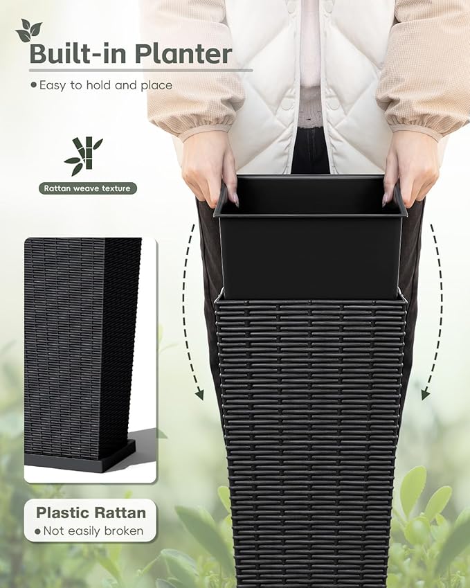 Greesum Set of 2 Tall Plastic Planters - Image 3