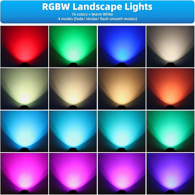 Low Voltage Landscape Lighting, 12V-24V RGBW Color Changing Landscape Lights - Image 5
