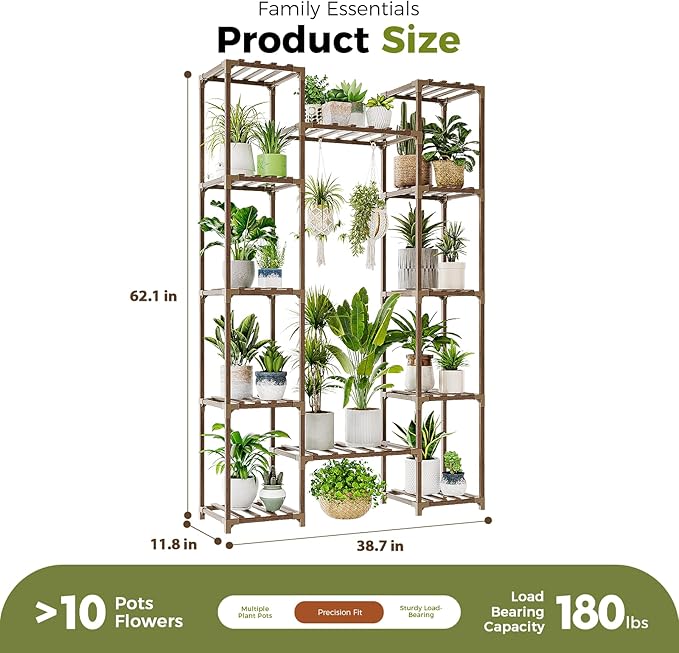 Bamworld Large Plant Stand Indoor Tall Plant Shelf Outdoor Corner Plant Holder - Image 6