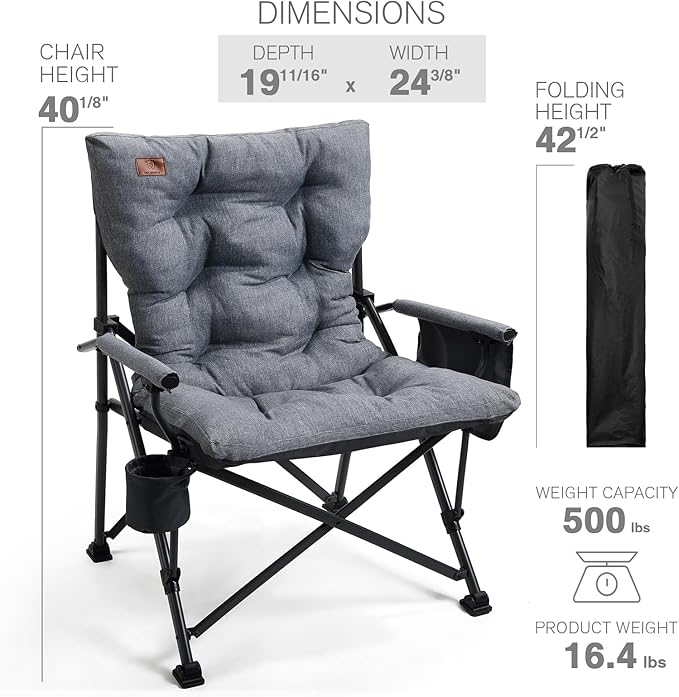 EVER ADVANCED Padded Oversized Folding Camping Chair - Image 7