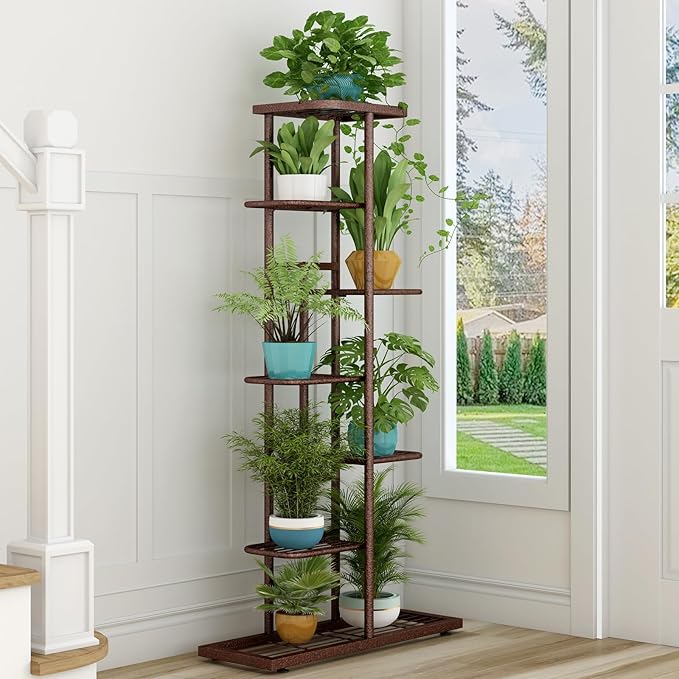 LINZINAR Plant Stand Metal 7 Tier 8 Potted Multiple Flower Pot Holder Shelf - Image 4