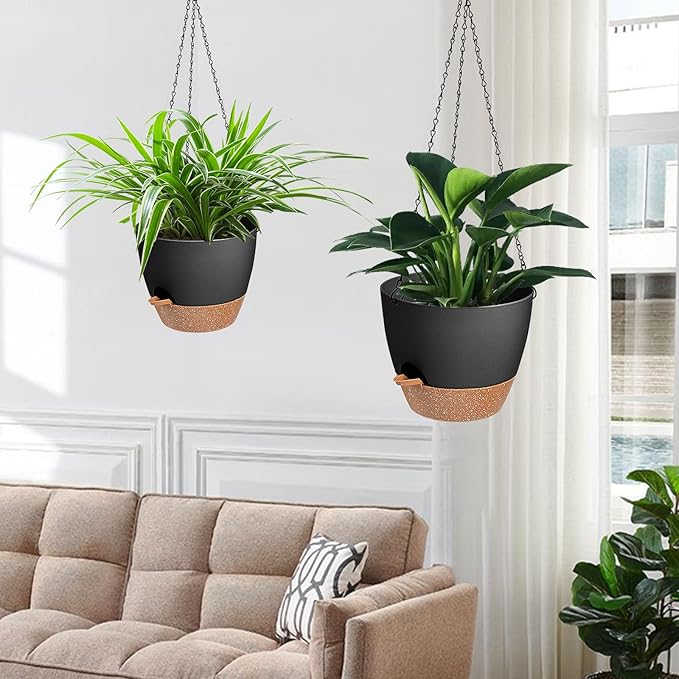 3 Pack Hanging Planter Indoor Outdoor Flower Pots 7/6.5/5 Inch, Self-Watering - Image 6