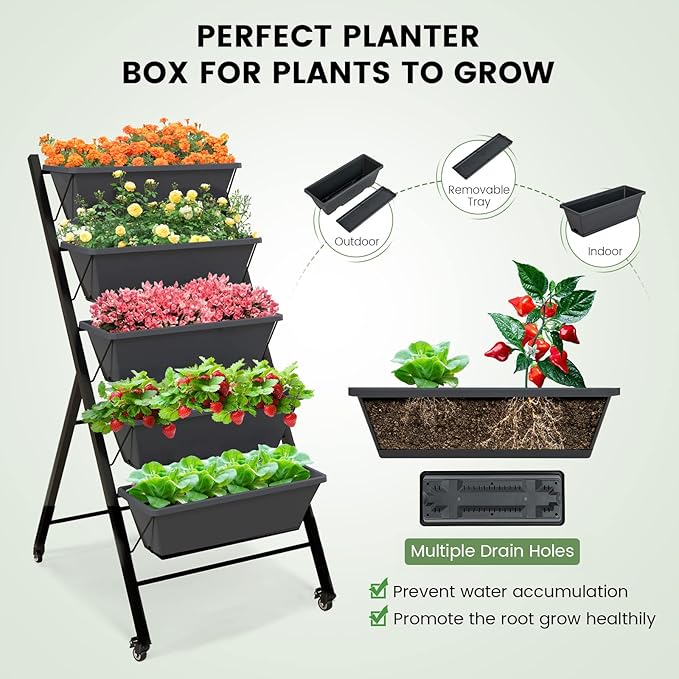 Giantex Vertical Raised Garden Bed on Wheels, Elevated Planter Raised Beds - Image 5