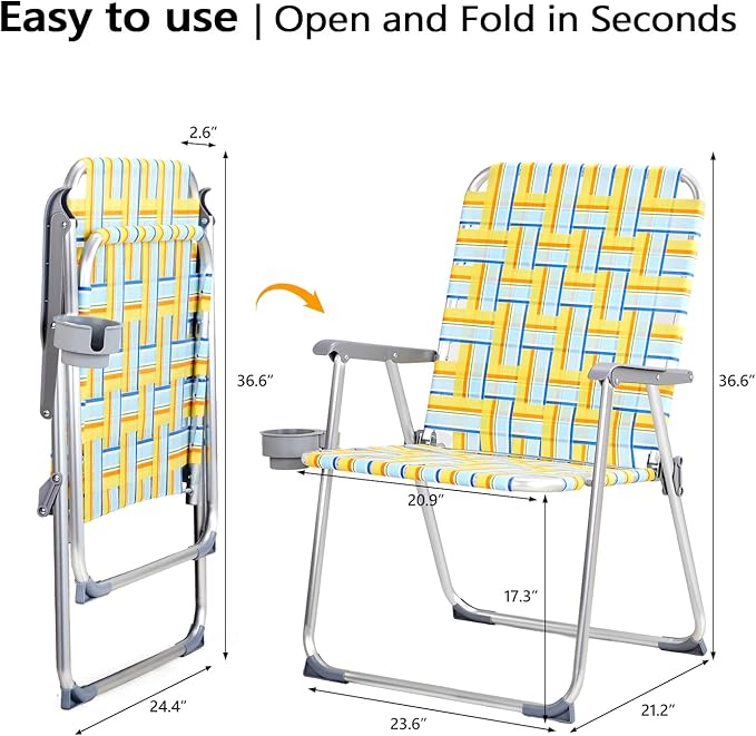 VINGLI Aluminum Oversize Patio Lawn Chairs Folding Set of 2 - Image 6