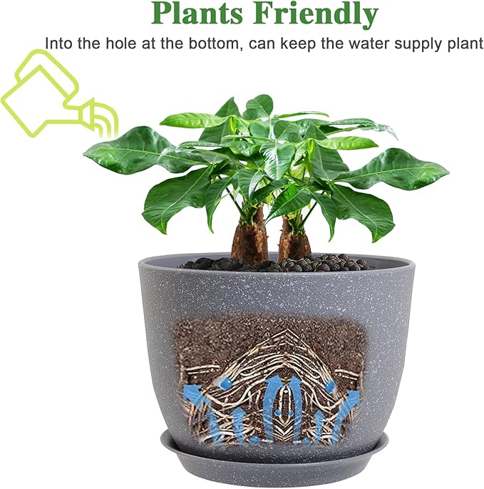 12inch Large Plant Pot, Modern Plastic Planter - Image 4