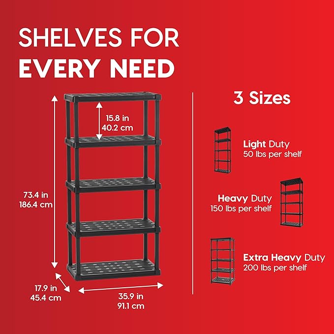 IRIS USA 5-Shelf Heavy Duty Plastic Storage Shelves, 750lb Capacity, Large - Image 3