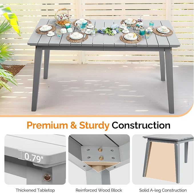 VINGLI Rectangular Outdoor Dining Table, Solid Cedar Wood Patio Table - Image 5