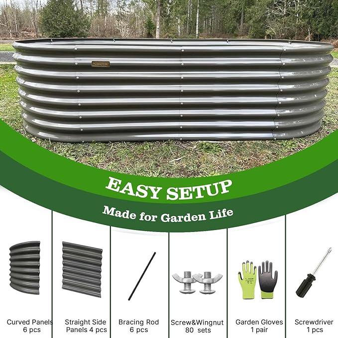 A ANLEOLIFE 6X3X2 ft Galvanized Raised Garden Beds Outdoor, Oval Large Metal - Image 7