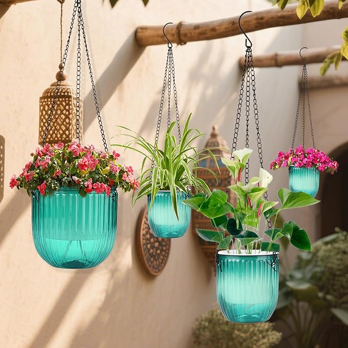 4 Pack Self Watering Hanging Planters - Image 4