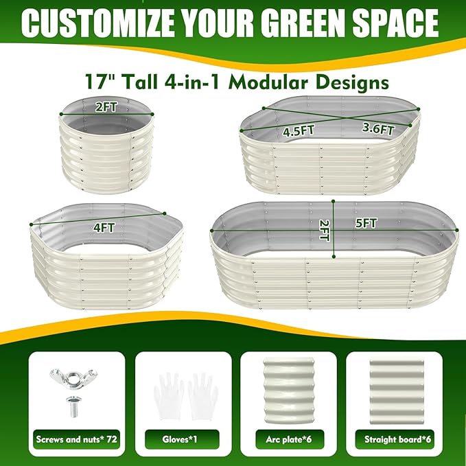 17" Tall Elevated Oval Metal Raised Garden Bed - 5ft x 2ft in Size and 0.8MM - Image 3