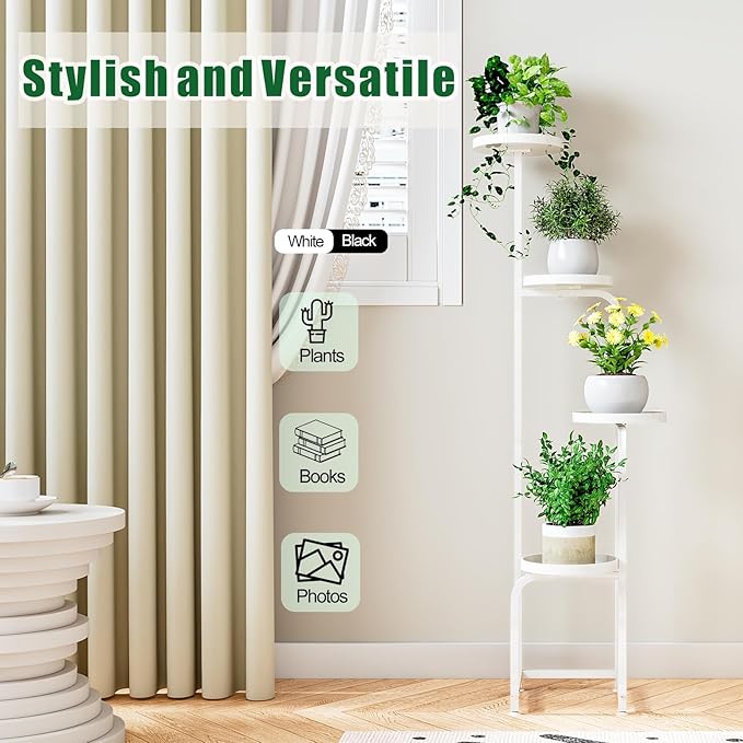 Plant Stand Indoor Outdoor 4 Tier Metal Plant Shelf - Image 3