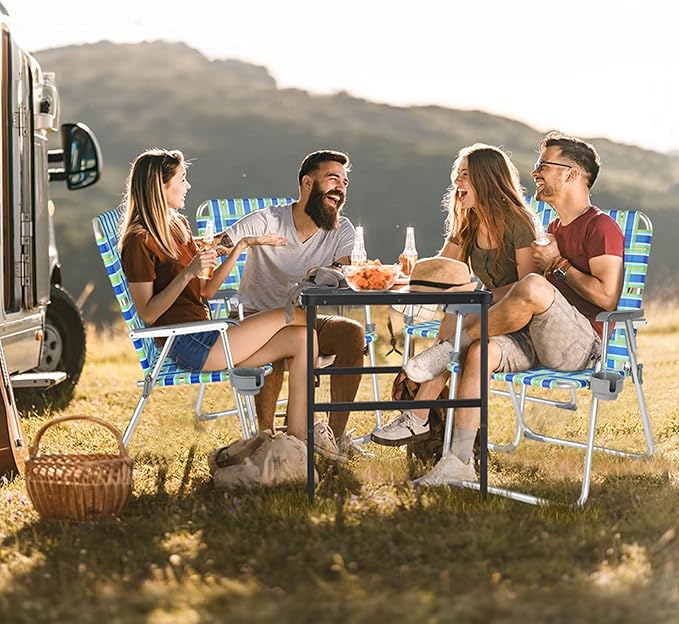 VINGLI Folding Aluminum Webbed Oversized Lawn Chairs - Image 8