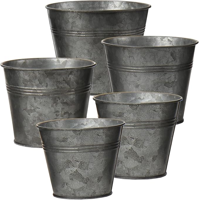 Briful 5 Size Galvanized Buckets Rustic Farmhouse Metal Bucket Galvanized by Briful