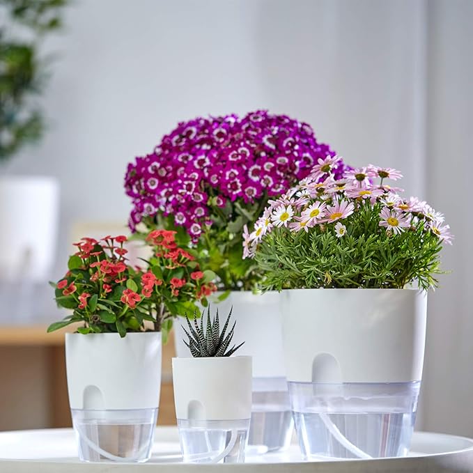6/4.1/3.2 Inch Self Watering Planter Pots, 5 Pack African Violet Pots - Image 2