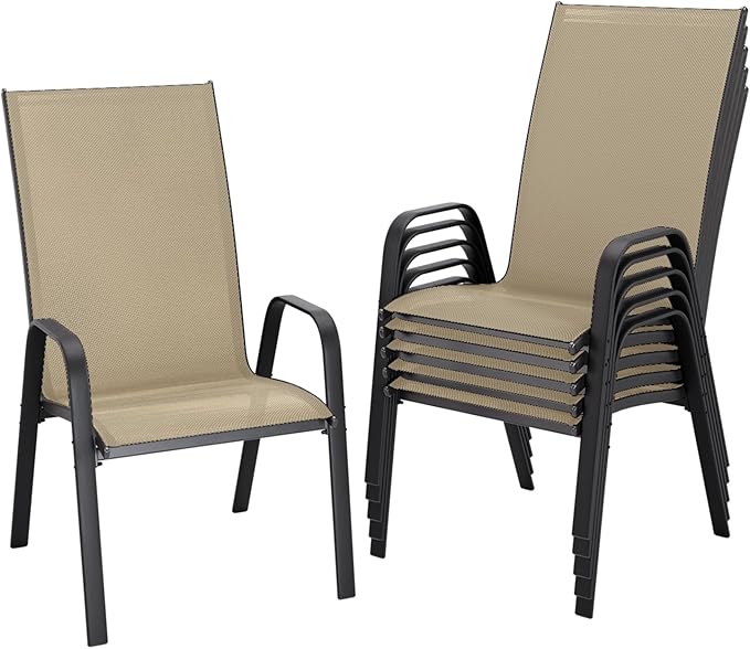 JEAREY Patio Dining Chairs Set of 6, Outdoor Stackable Dining Furniture Set by JEAREYOutdoorsCollection