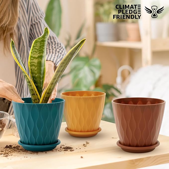 6 inch Plant Pots, 5 Pack Flower Pots Outdoor Indoor, Planters - Image 6