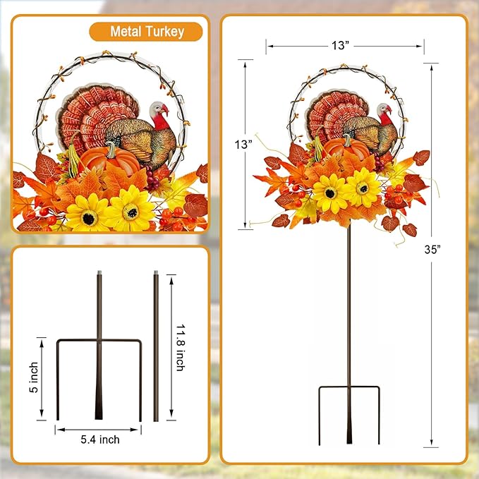 Solar Thanksgiving Turkey Outdoor Decor - Image 6