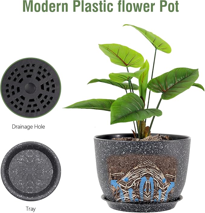 12 inch Big Plant Pots, Plastic Planters - Image 4