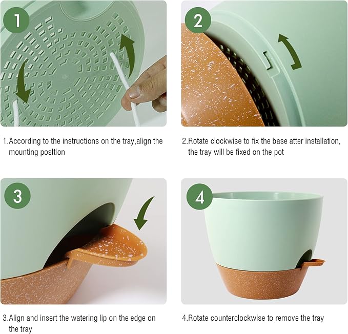 12inch 2Pack Large Self Watering Planters, Plastic Plant Pots - Image 4