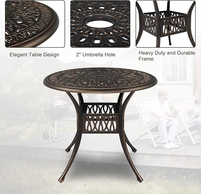 VINGLI 5-Piece Outdoor Patio Dining Set, Cast Aluminum All-Weather Outdoor - Image 3