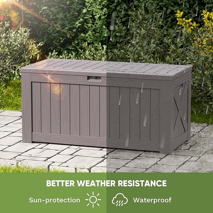 Patiowell 120 Gallon Large Deck Box, Outdoor Lockable Storage Box - Image 7