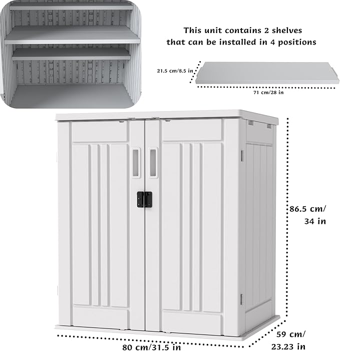 EHHLY Heavy Duty Small Storage Cabinet Outdoor Weatherproof, 14 Cuft Garage - Image 2
