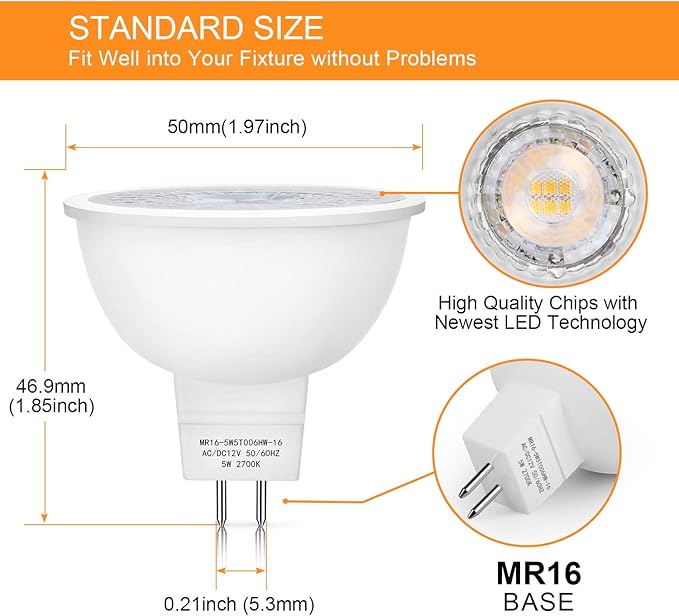 Mlambert 48 Pack MR16 LED Bulbs 50W Halogen Equivalent, 2700K Warm White - Image 7