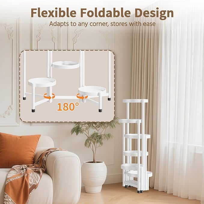 LASZOLA 6 Tiered Folding Tall Plant Stand Indoor - Image 2