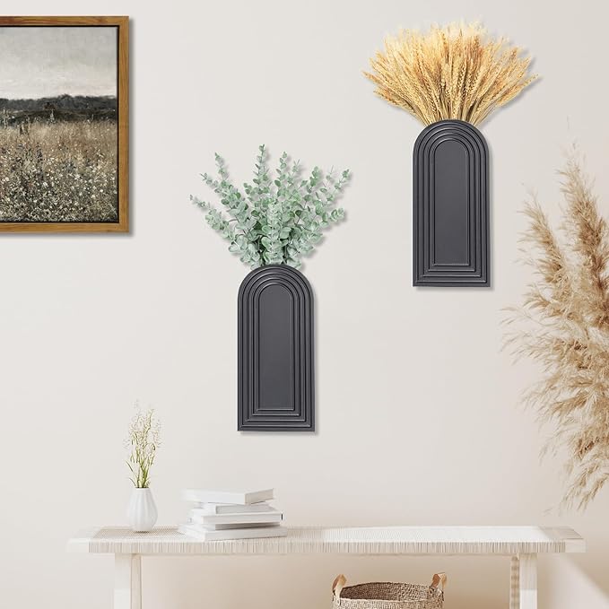 2 Pack Wooden Wall Vase Set - Image 4