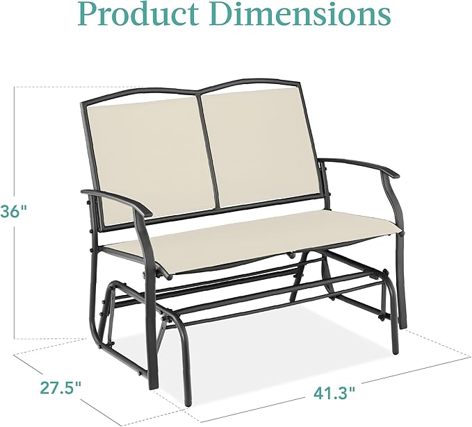 Best Choice Products 2-Person Outdoor Patio Swing Glider Steel Bench Loveseat - Image 3