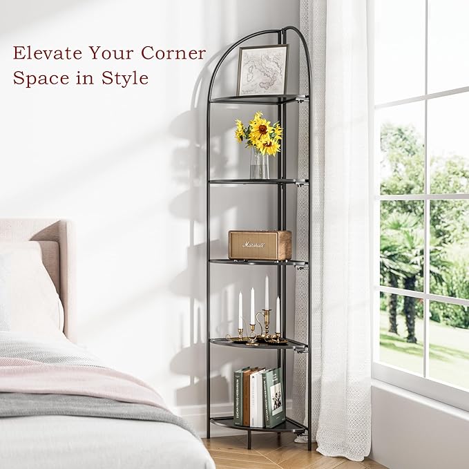 Crofy Foldable 5 Tier Corner Shelf, Metal Corner Plant Stand - Image 5