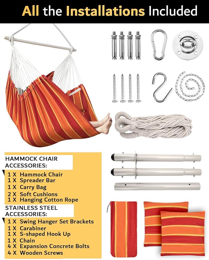 XXL Hammock Chair Hanging Rope Swing - Image 7