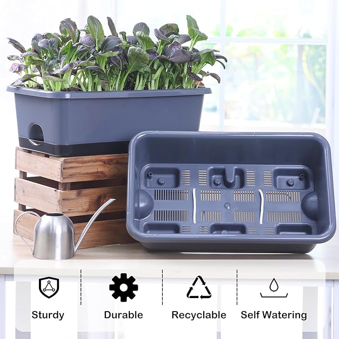 Window Box Planter 6 Pcs, 18 Inches Rectangle Flower Pots - Image 3