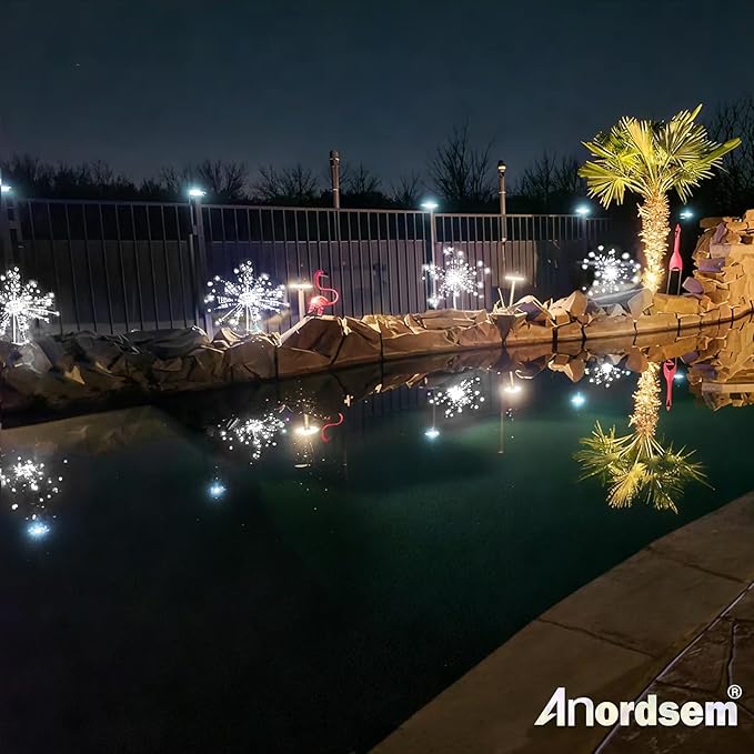Anordsem Solar Garden Lights Outdoor: Fireworks Light Waterproof - Image 7