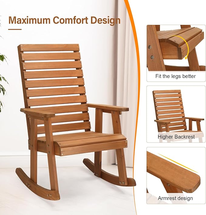 VINGLI Wooden Rocking Chair - Image 6